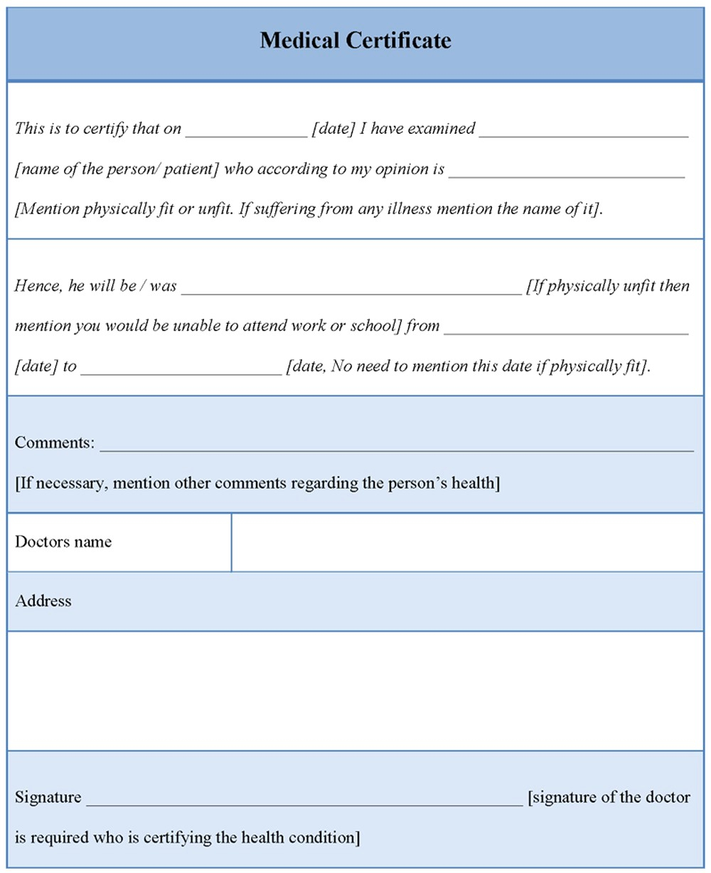 Free Sample Medical Certificate Copy Fake Template Download With Free Fake Medical Certificate Template