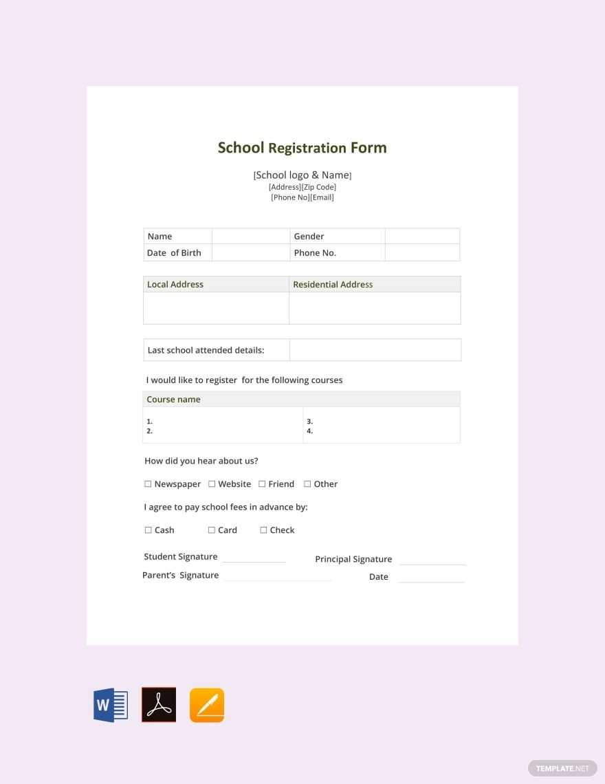 Free School Registration Form | Music In 2019 | Registration In School Registration Form Template Word