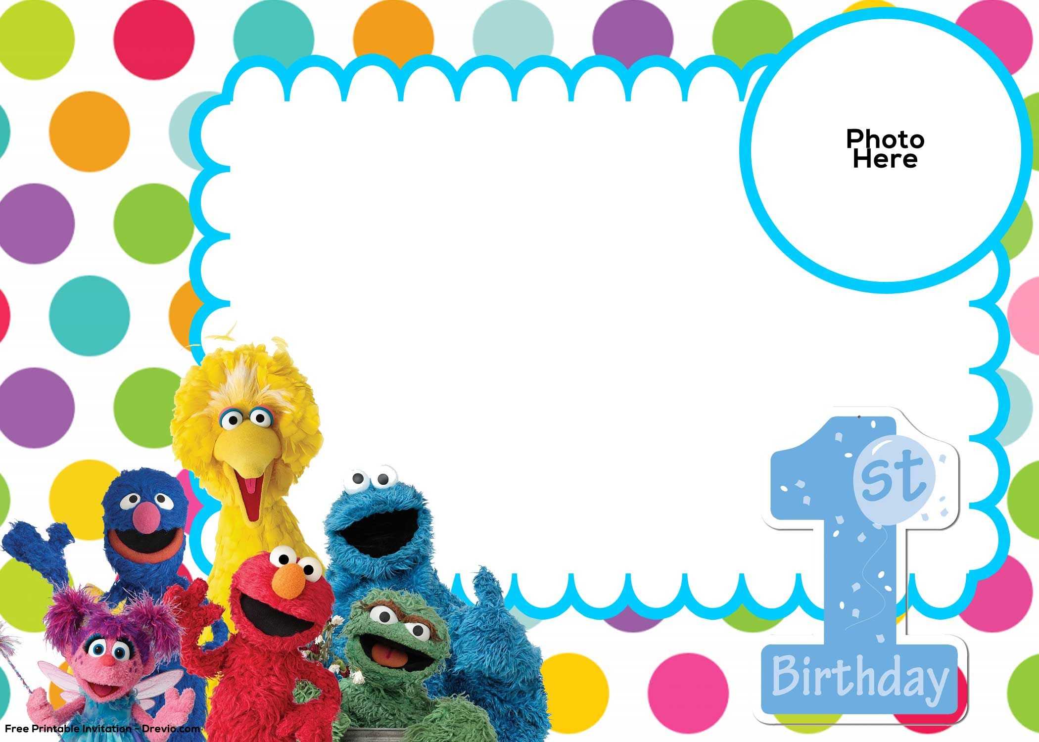 Free Sesame Street 1St Birthday Invitation Template | Sesame Inside Elmo Birthday Card Template