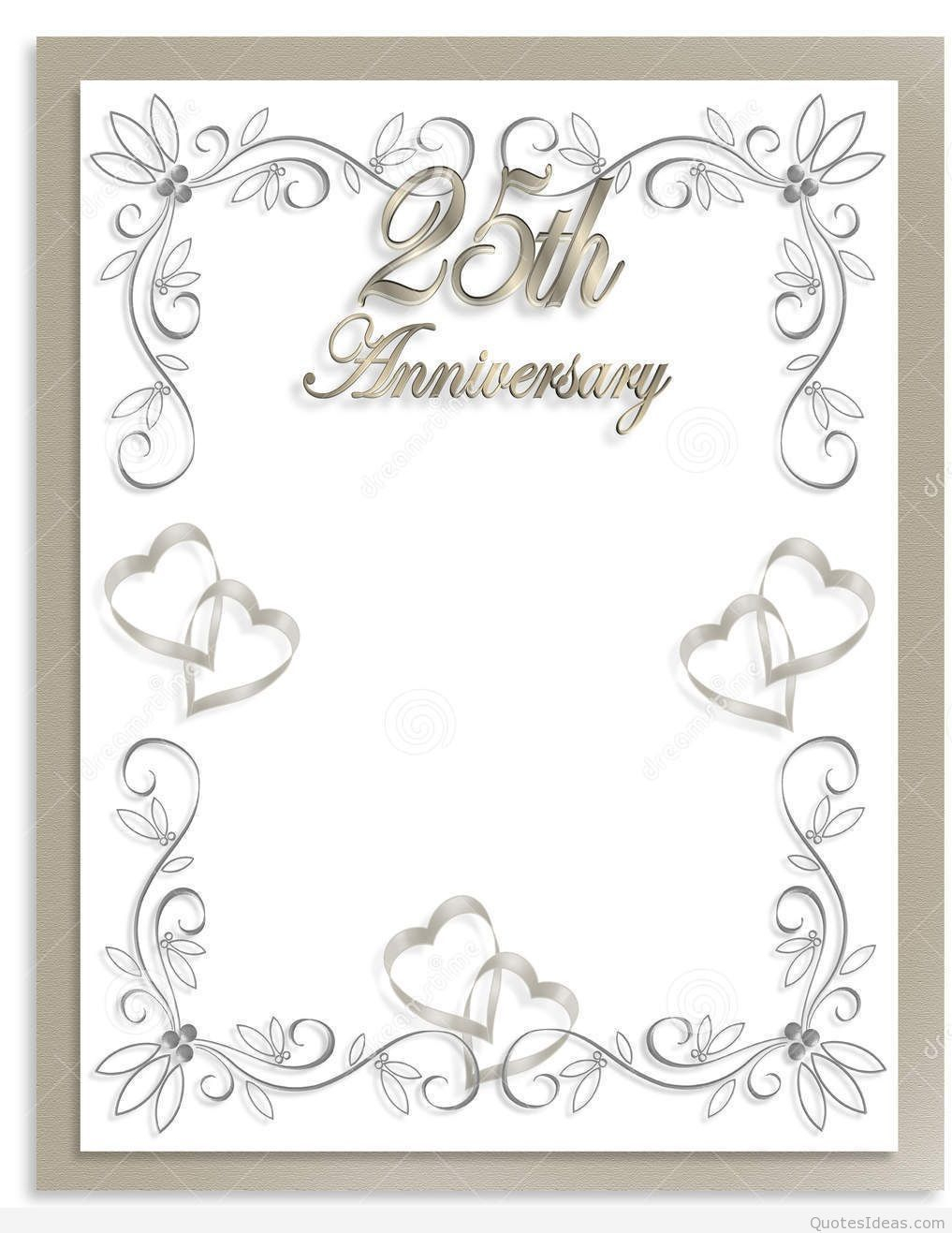 Free Silver Wedding Anniversary Invitations Templates Throughout Template For Anniversary Card