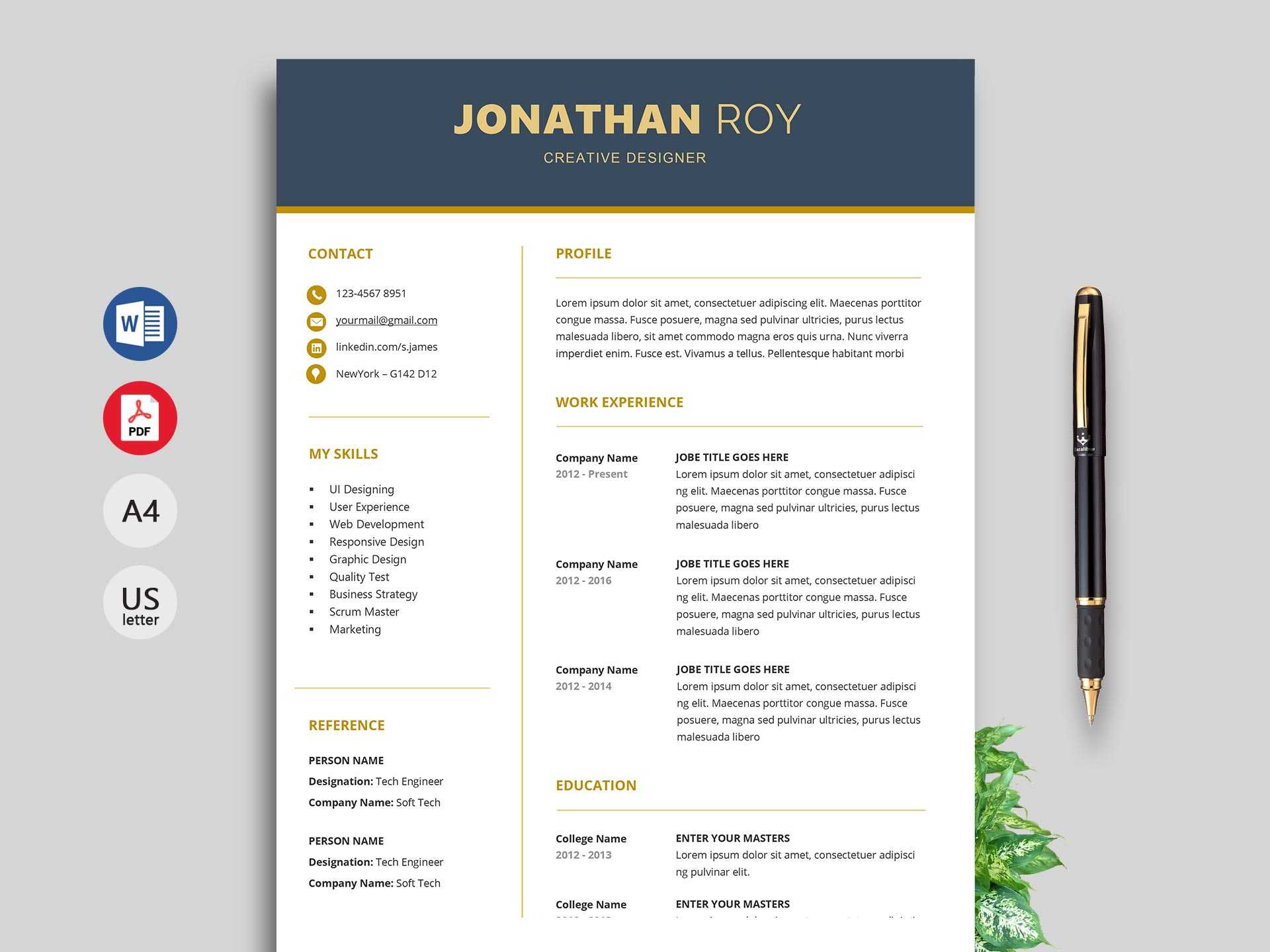 Free Simple Resume & Cv Templates Word Format 2019 | Resumekraft Regarding Free Downloadable Resume Templates For Word