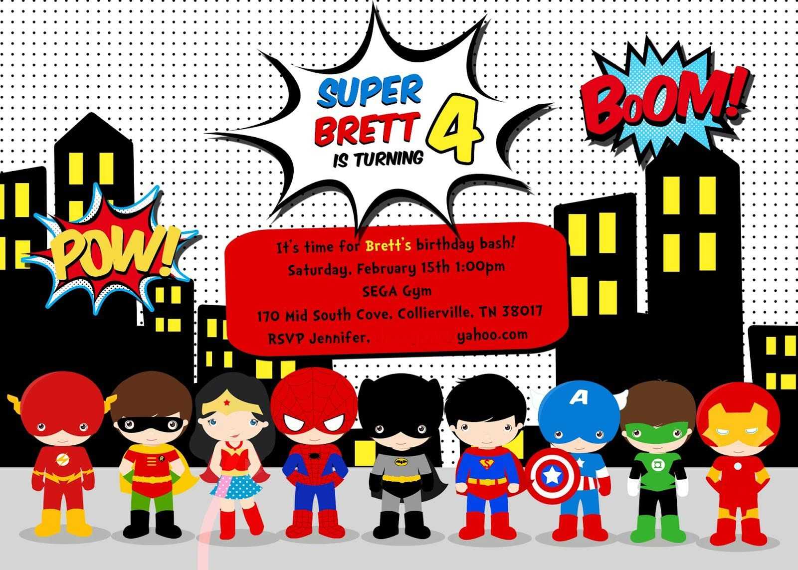 Free Superhero Birthday Party Invitation Templates … In 2019 In Superman Birthday Card Template