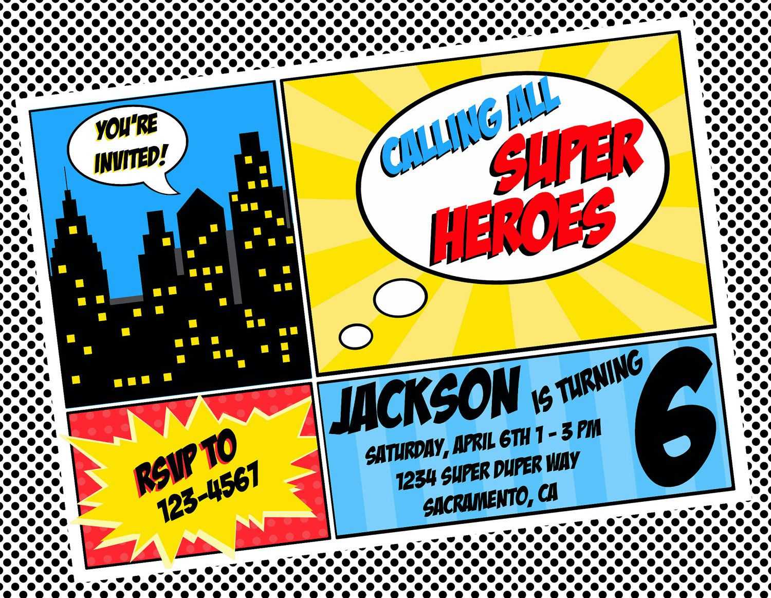 Free Superhero Invitation Templates – Invitation Templates With Regard To Superhero Birthday Card Template