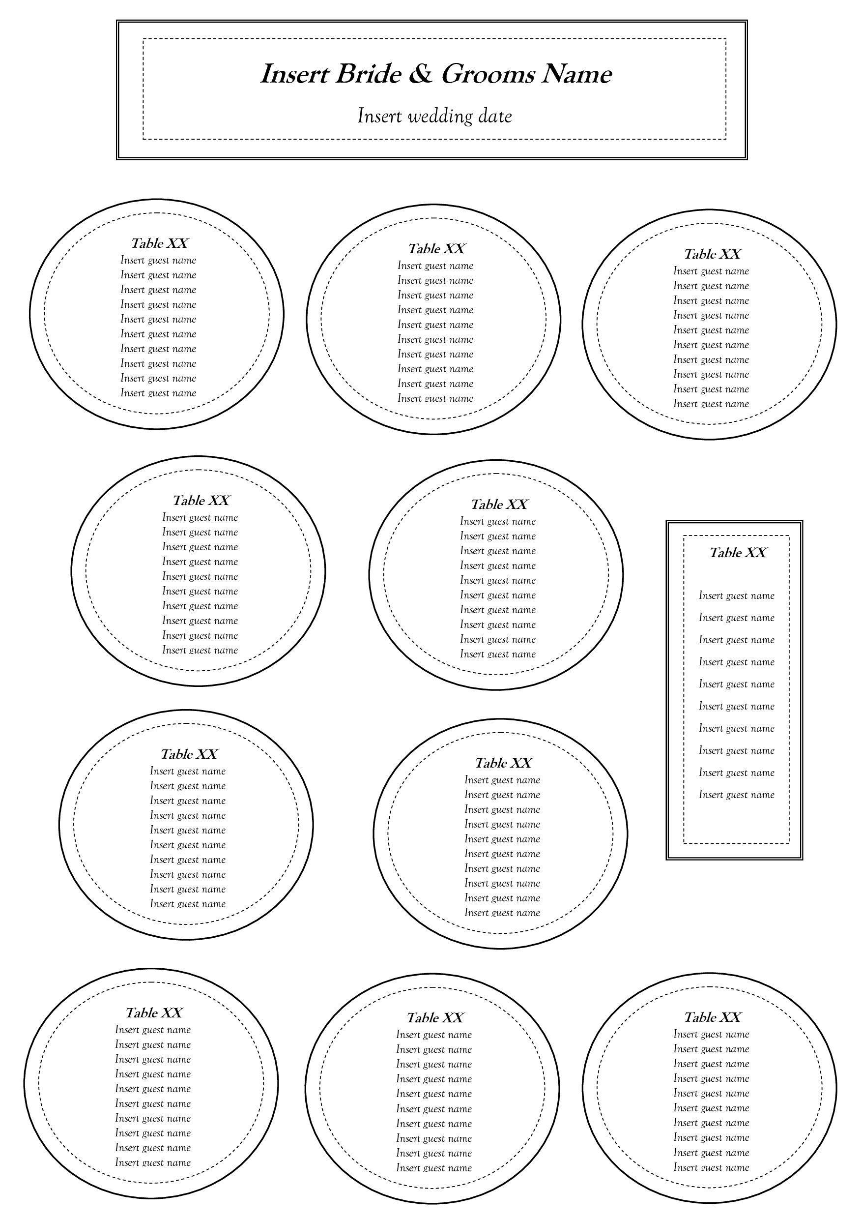 Free Table Seating Chart Template | Seating Charts In 2019 With Regard To Wedding Seating Chart Template Word
