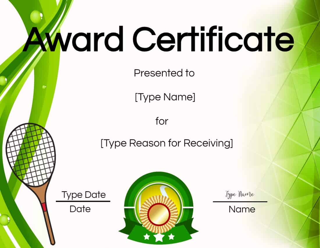 Free Tennis Certificate | Customize Online & Print Intended For Tennis Certificate Template Free