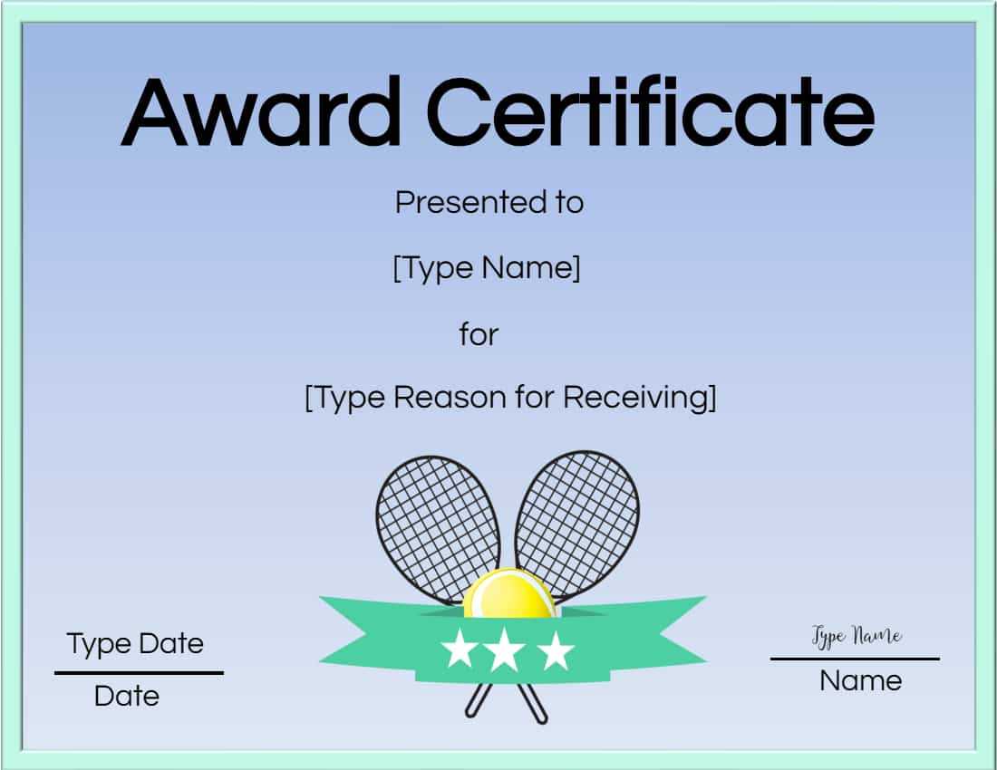Free Tennis Certificate | Customize Online & Print Regarding Tennis Certificate Template Free