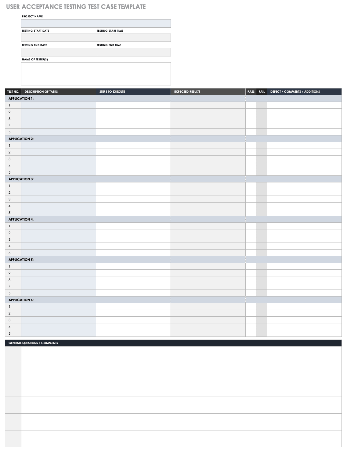 Free Test Case Templates | Smartsheet Within User Acceptance Testing Feedback Report Template