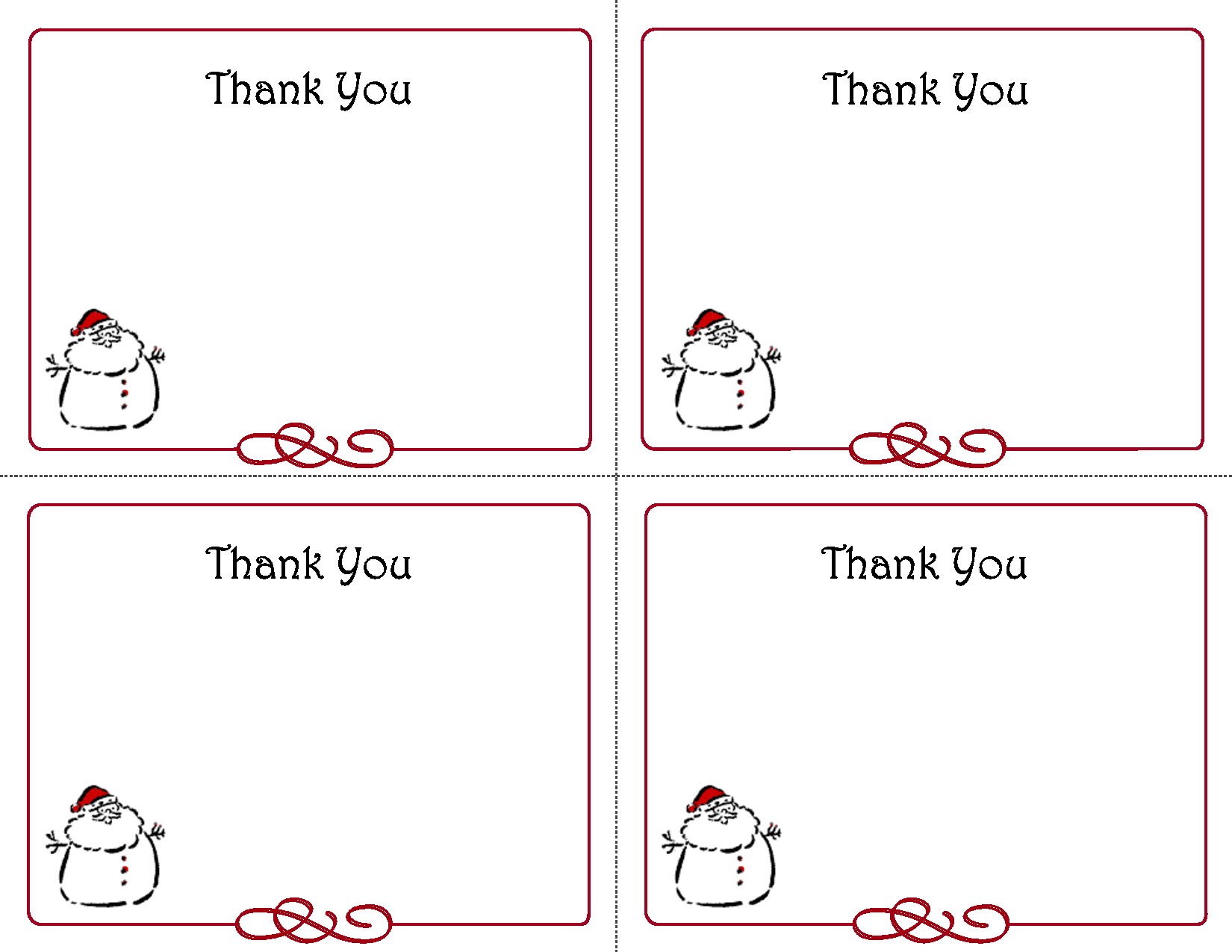 Free Thank You Cards Printable | Free Printable Holiday Gift For Christmas Note Card Templates