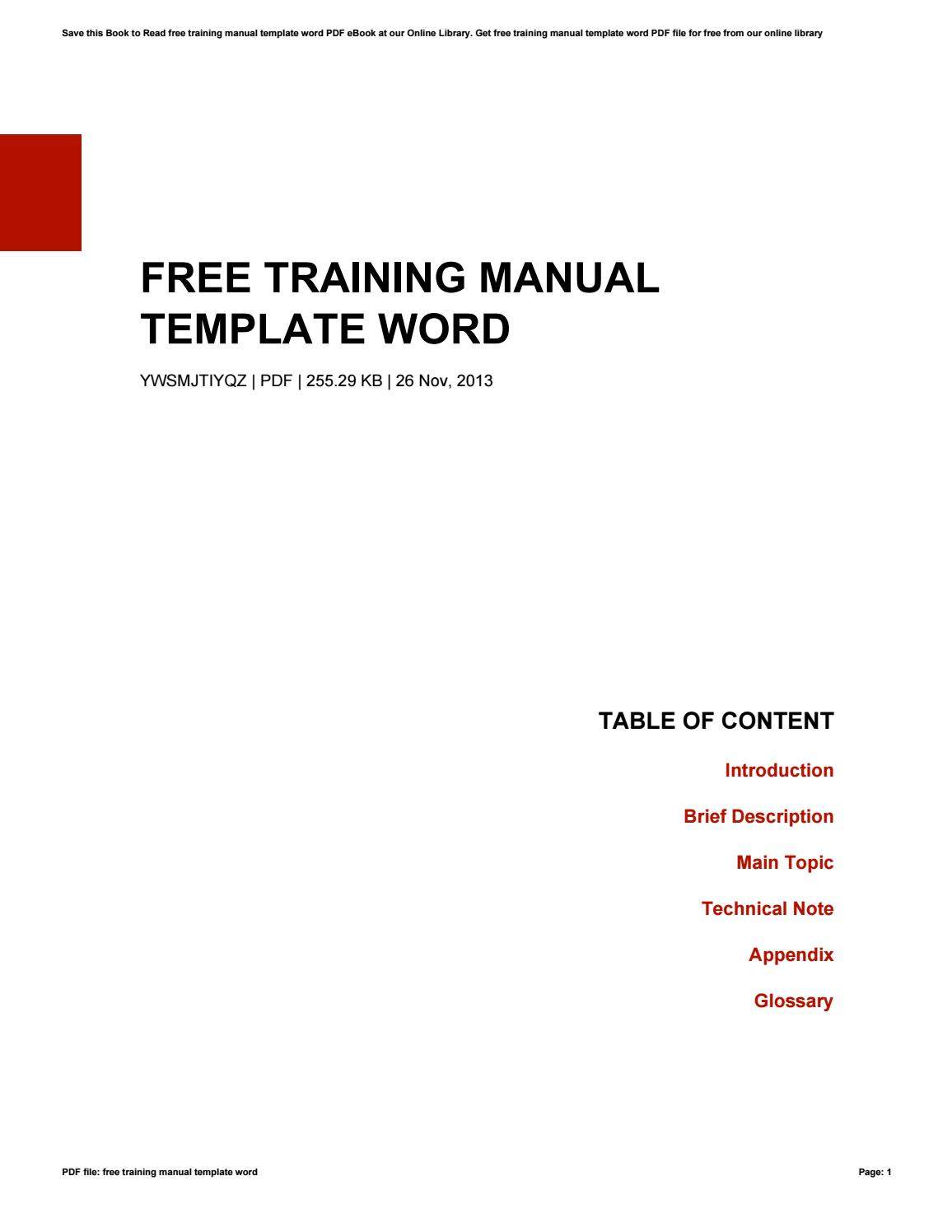 Free Training Manual Template Wordkazelink257 – Issuu Pertaining To Training Documentation Template Word