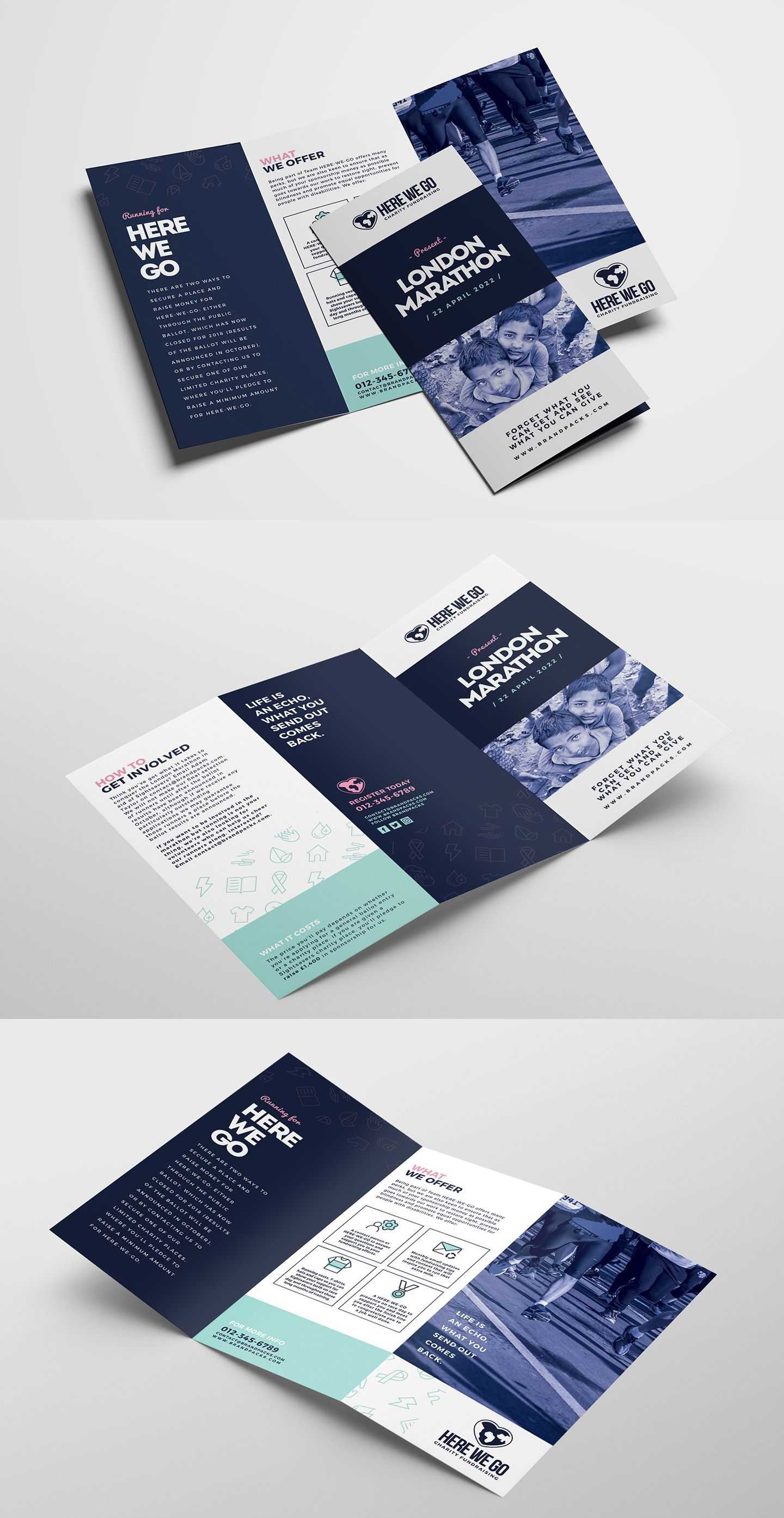 Free Tri Fold Brochure Template For Fundraisers & Charity In Quad Fold Brochure Template