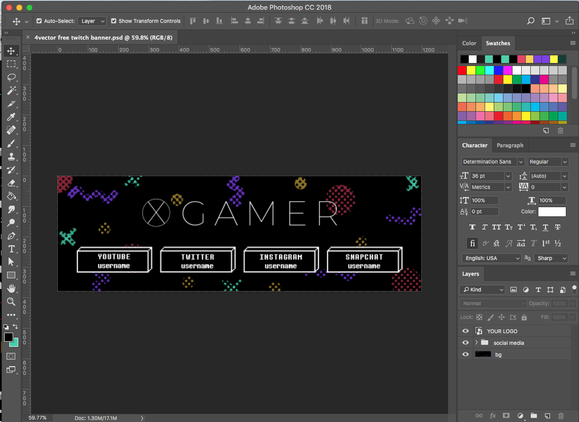 Free Twitch Banner Template In Psd (And How To) / 4Vector Pertaining To Adobe Photoshop Banner Templates