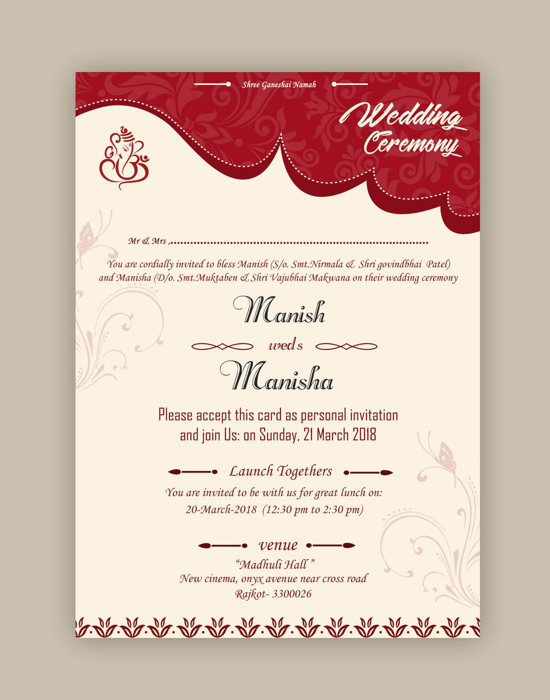 Free Wedding Card Psd Templates In 2019 | Free Wedding Cards With Invitation Cards Templates For Marriage