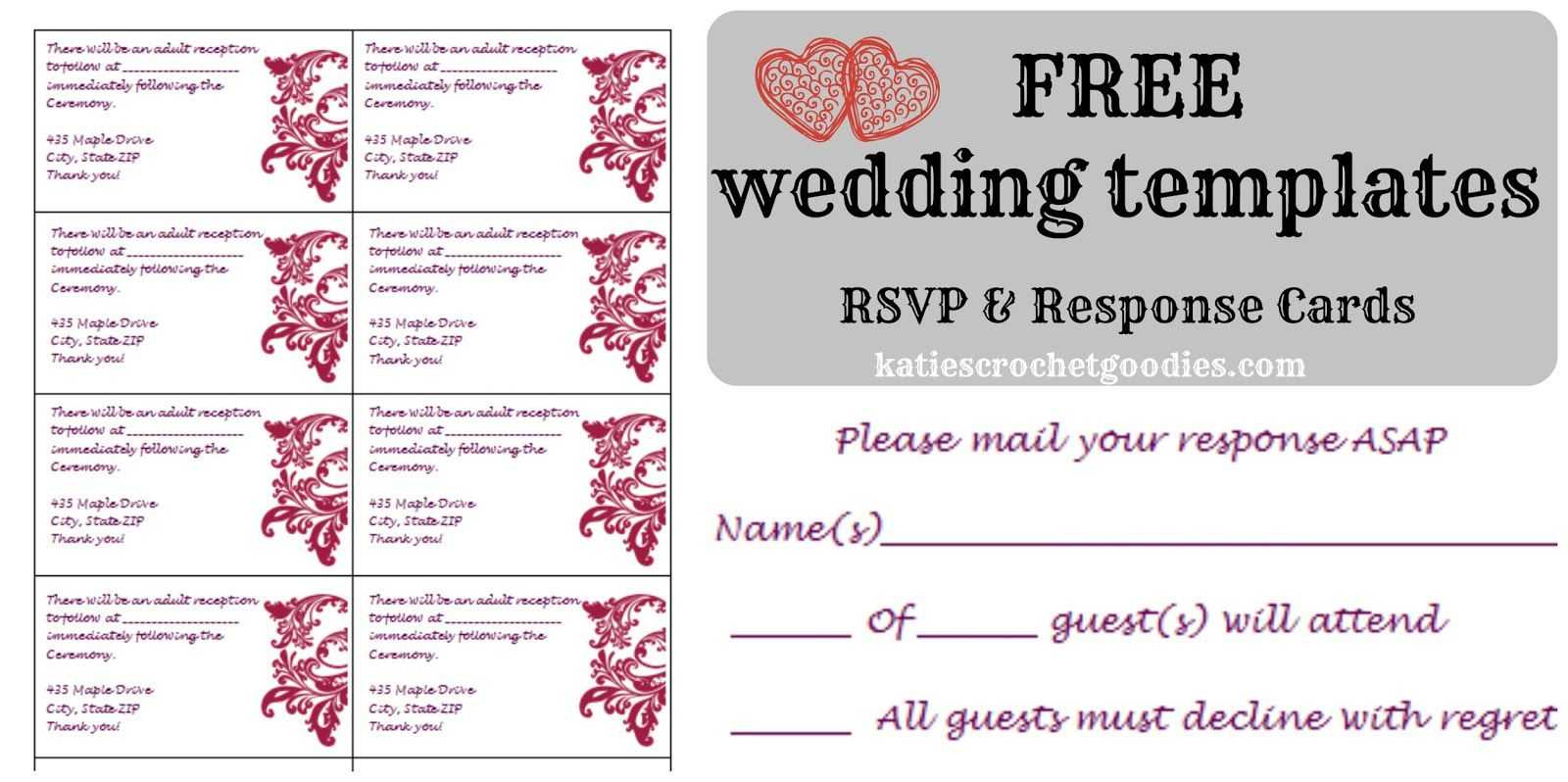 Free Wedding Rsvp & Response Card Template Templat | Wedding Regarding Free Printable Wedding Rsvp Card Templates