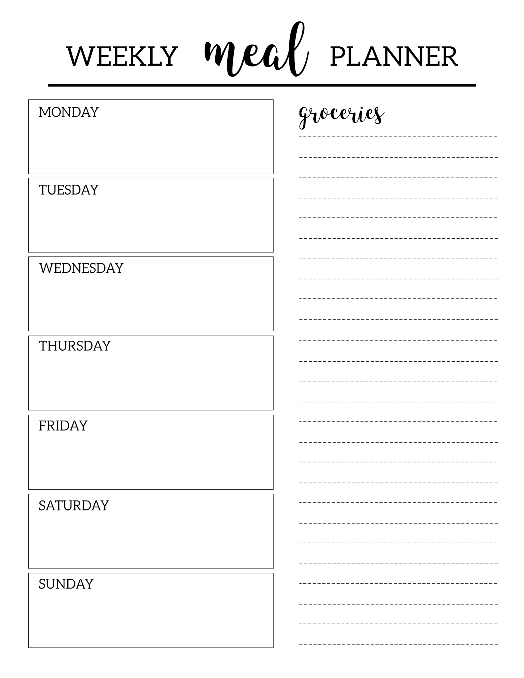 Free Weekly Meal Planner Template Or Pdf With Printable Menu Throughout Weekly Meal Planner Template Word