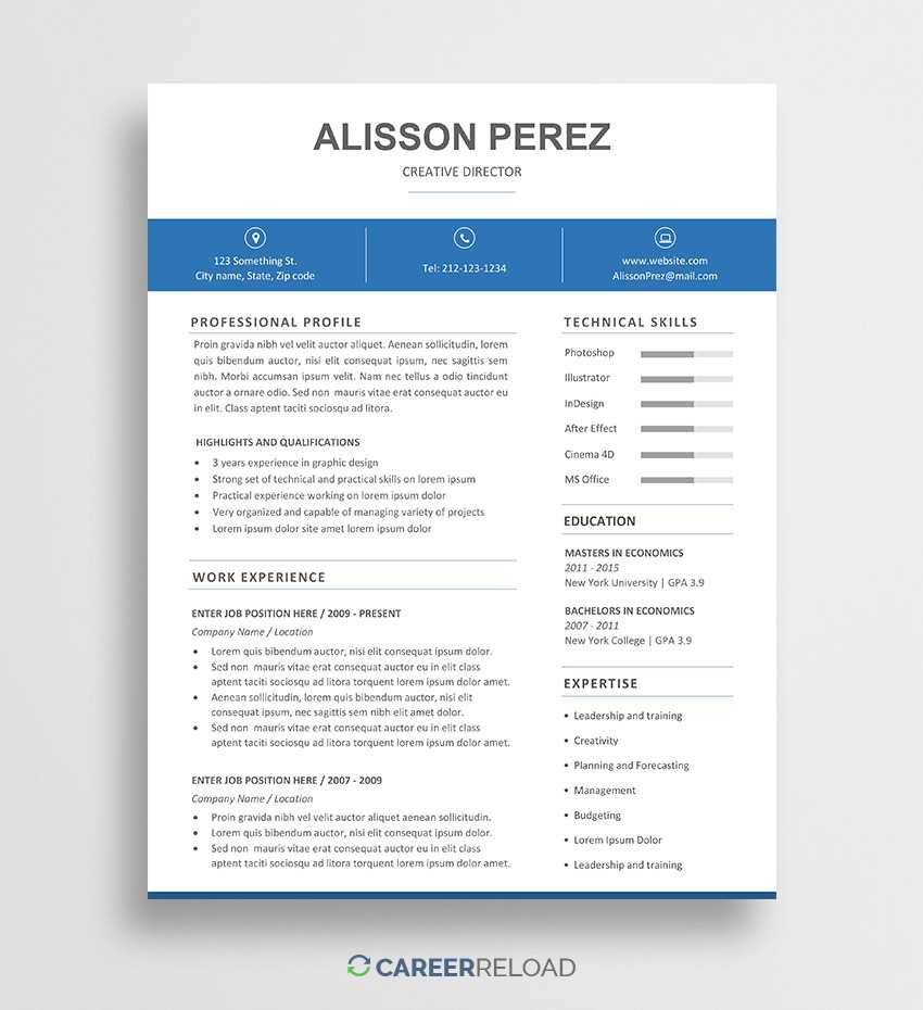Free Word Resume Template – Alisson – Career Reload With Regard To Free Resume Template Microsoft Word
