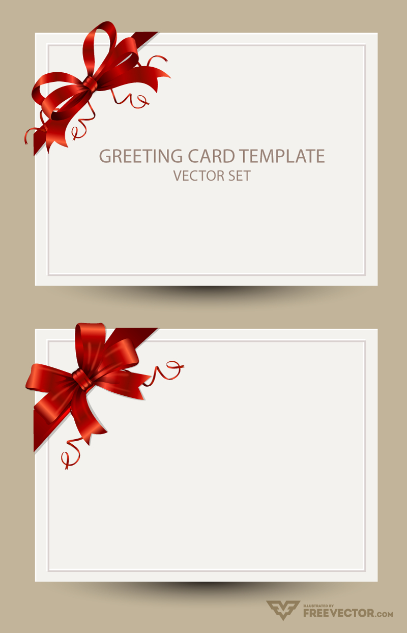 Freebie: Greeting Card Templates With Red Bow – Ai, Eps, Psd Regarding Greeting Card Layout Templates