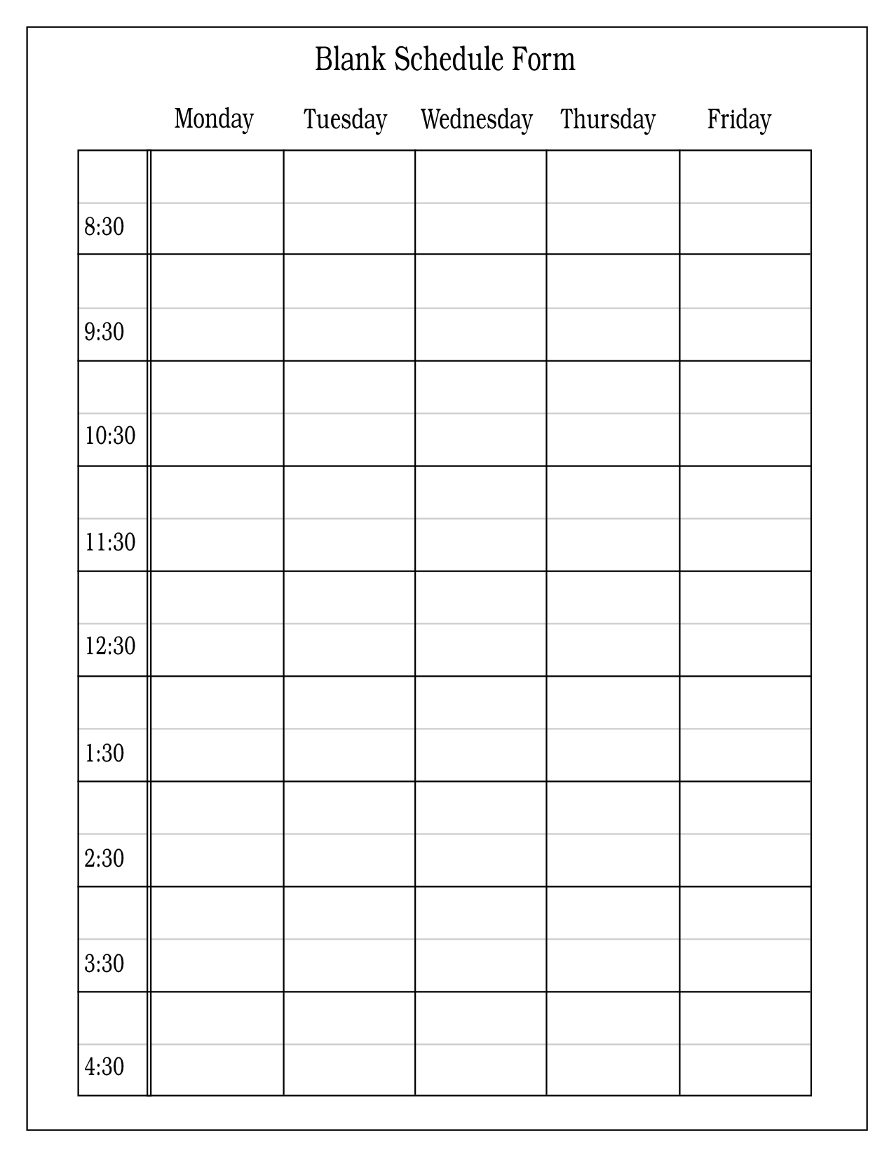 Free+Blank+Daily+Schedule+Form | Time Management | Daily Inside Printable Blank Daily Schedule Template