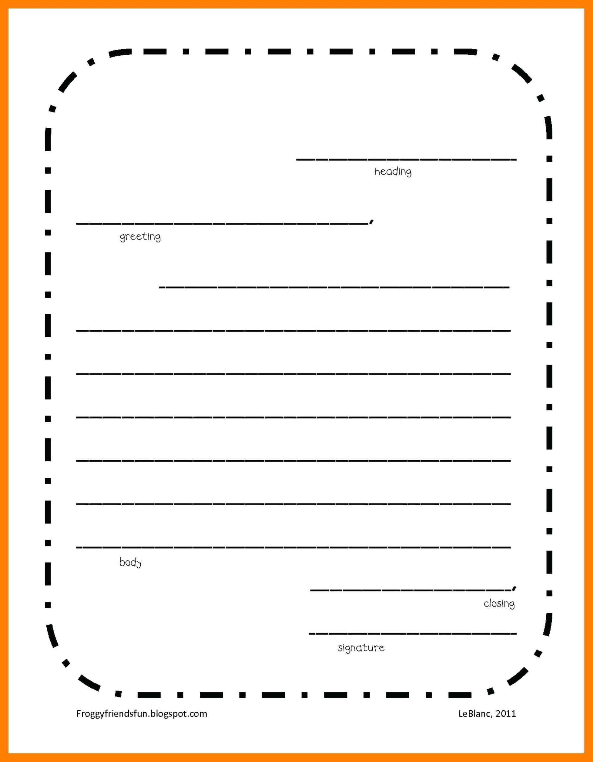 Friendly Letter Template 2Nd Grade Printable Free For First Pertaining To Blank Letter Writing Template For Kids