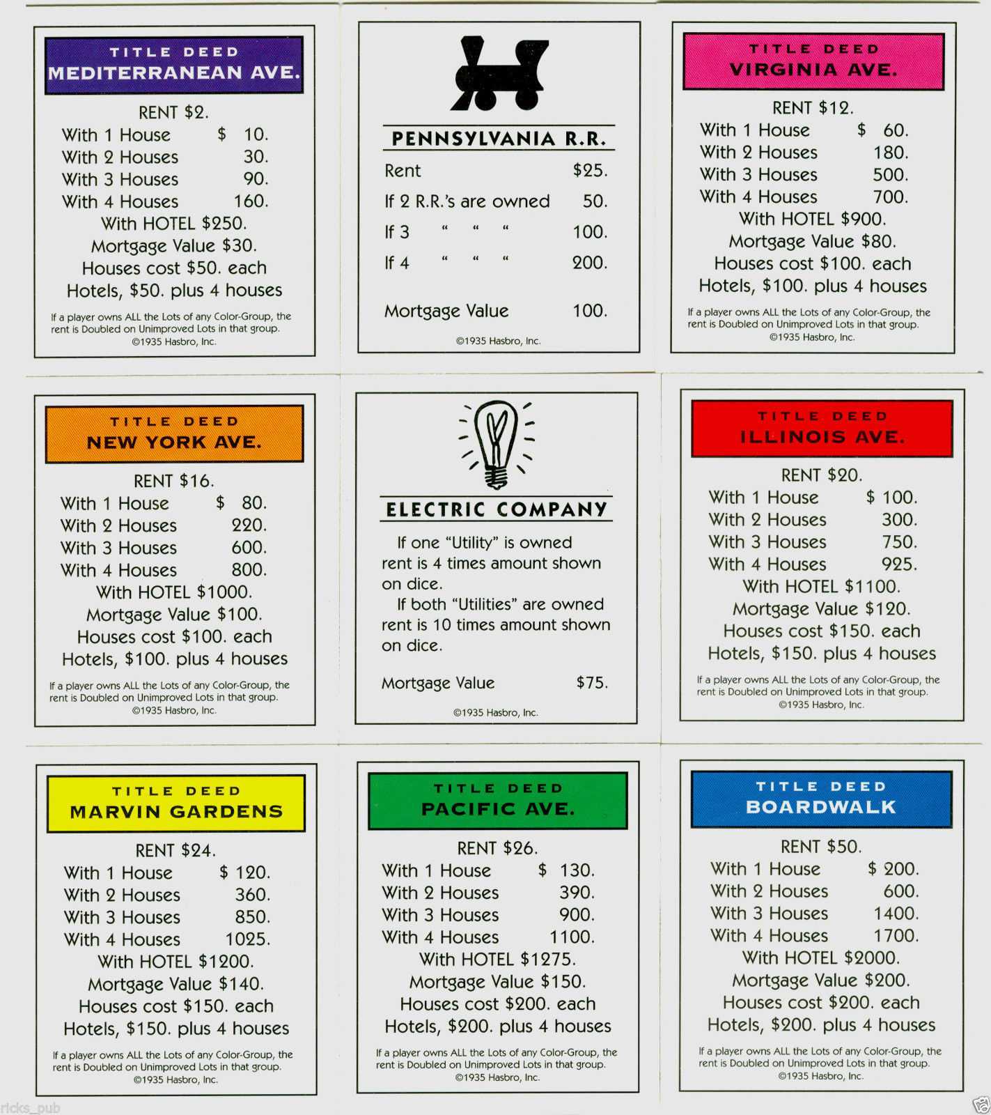 Full Set Of Monopoly Cards ○ Deeds, Chance & And 50 Similar Inside Monopoly Chance Cards Template