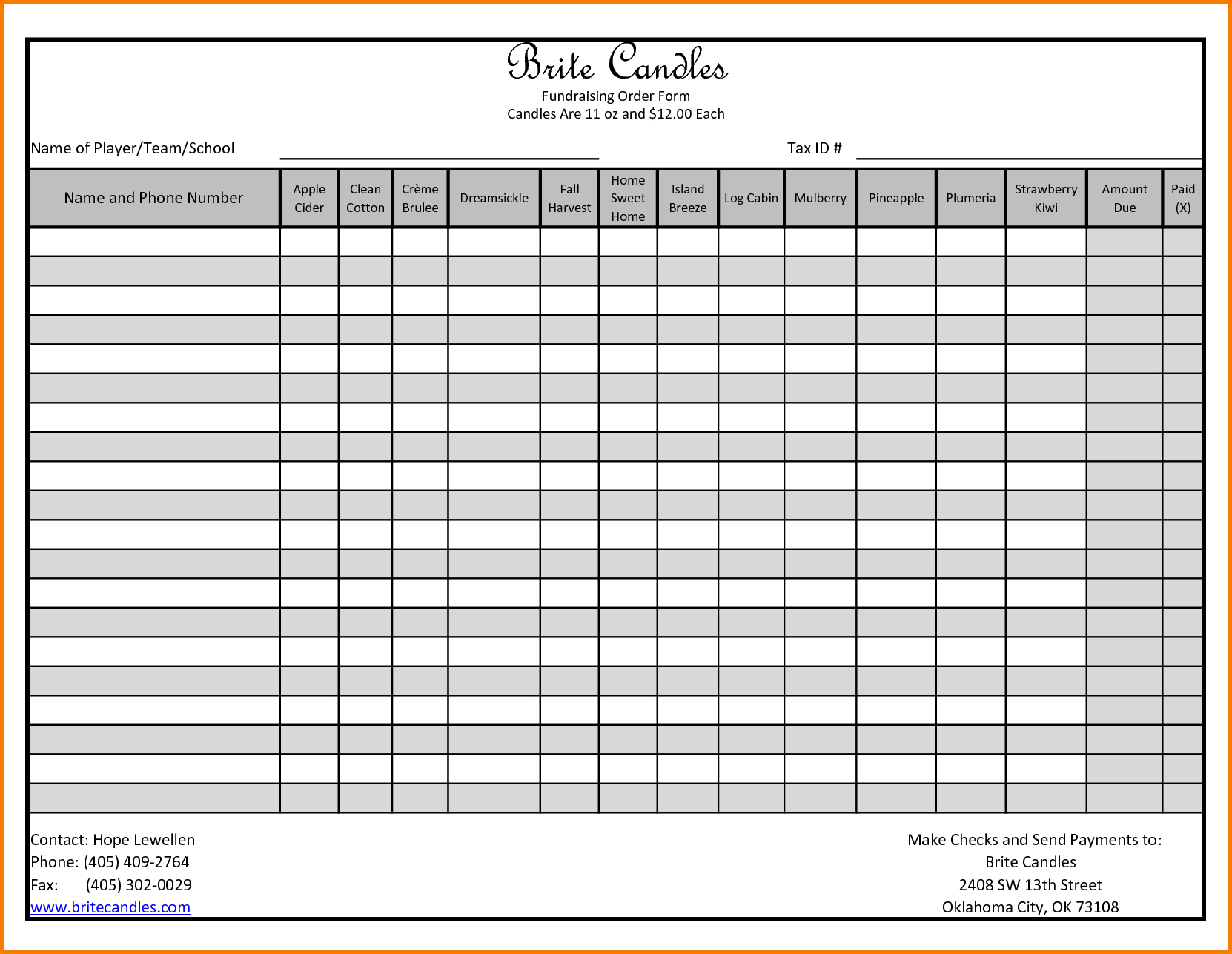 Fundraiser Order Form Template Excel | Order Form Template Pertaining To Blank Fundraiser Order Form Template