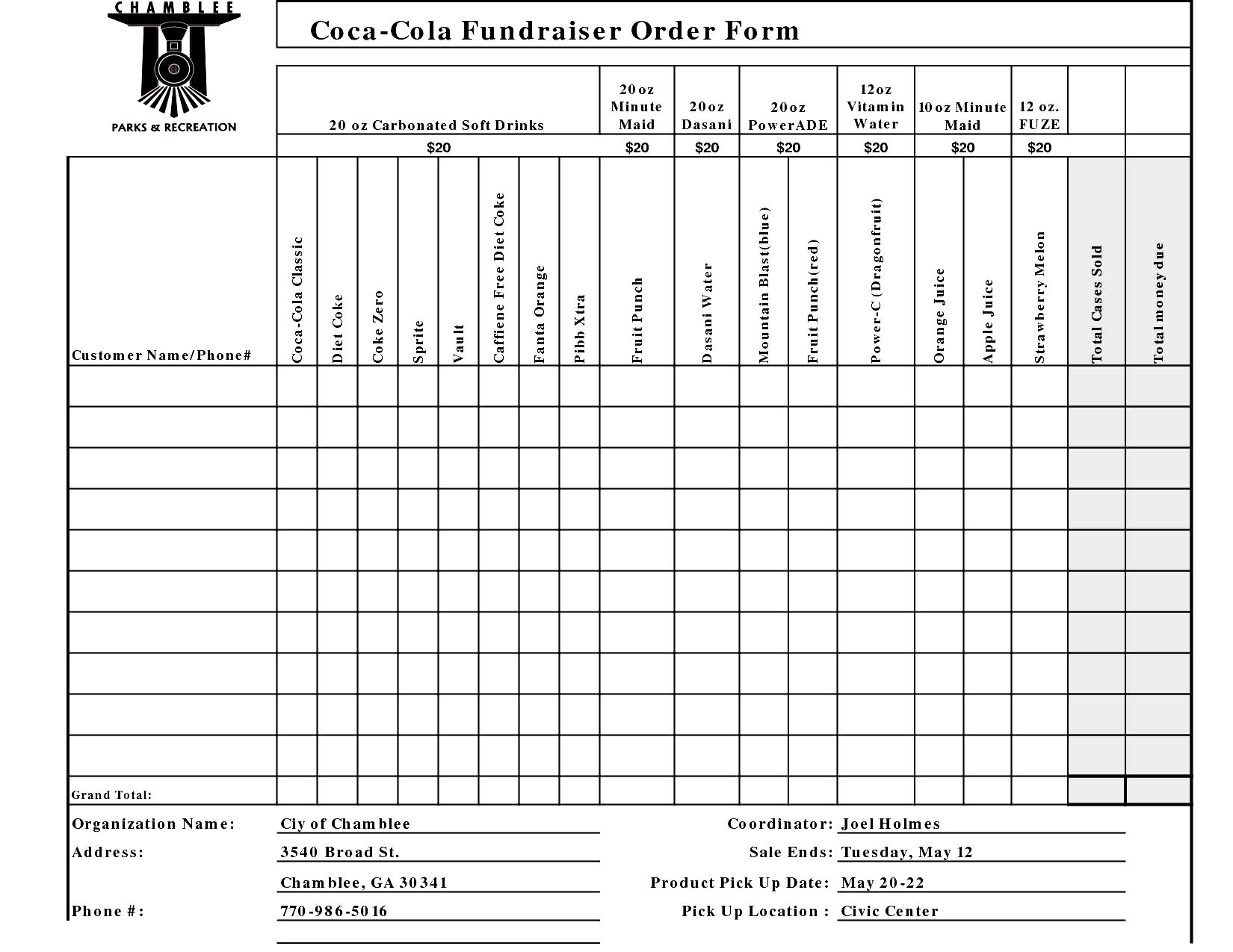 Fundraiser Order Form Templates – Word Excel Pdf Formats Regarding Blank Fundraiser Order Form Template