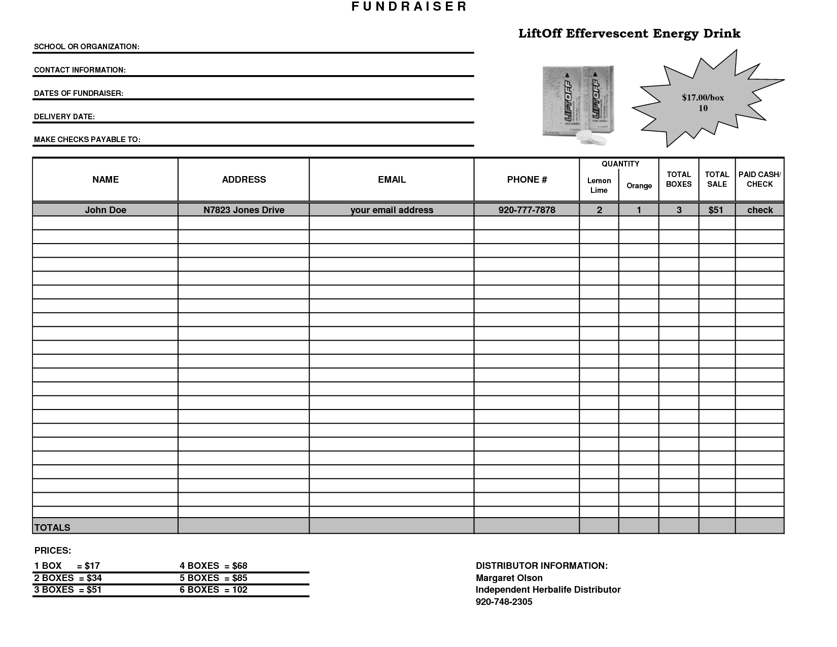 Fundraiser Template Excel Fundraiser Order Form Template Pertaining To Blank Fundraiser Order Form Template