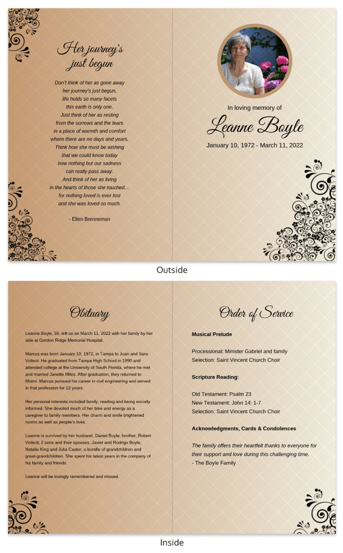 Funeral Program Template Template – Venngage For Memorial Brochure Template