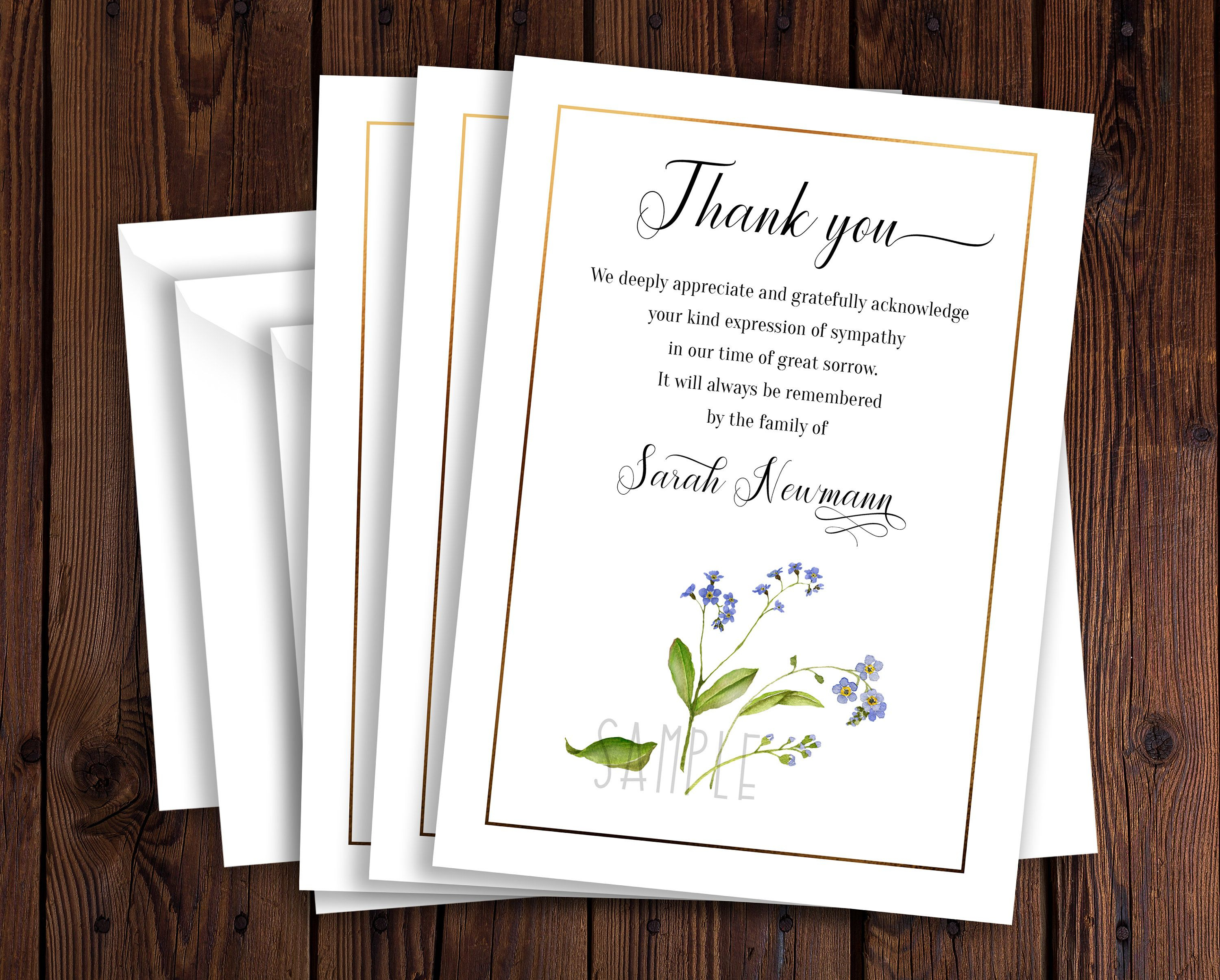 Funeral Thank You Card Template, Sympathy Acknowledgement Throughout Sympathy Thank You Card Template