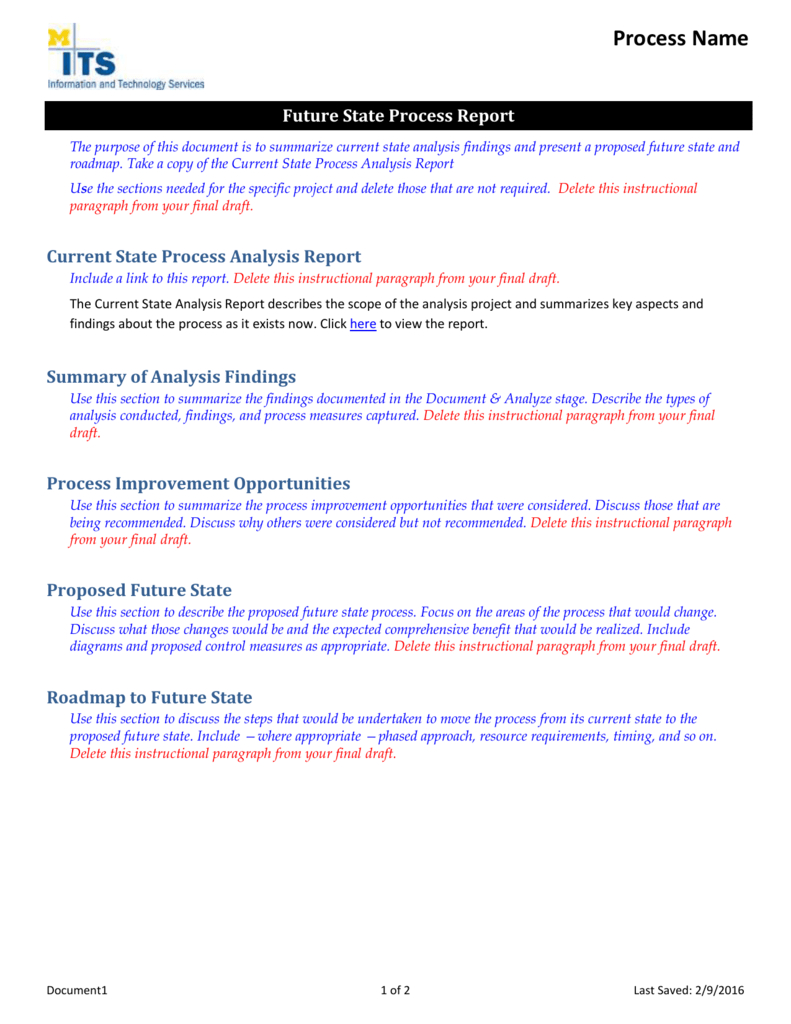 Future State Process Report Template Throughout Improvement Report Template