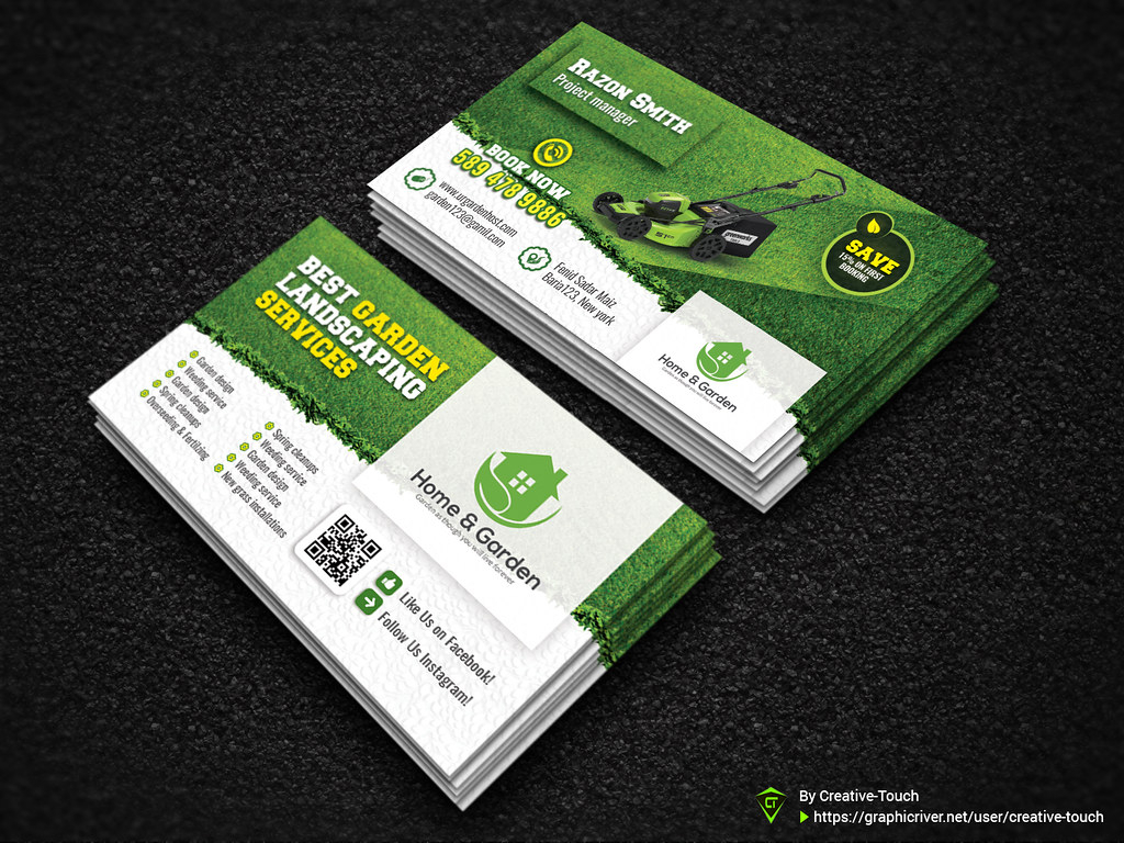 Garden Landscape Business Card Template | Fully Editable Tem For Gardening Business Cards Templates