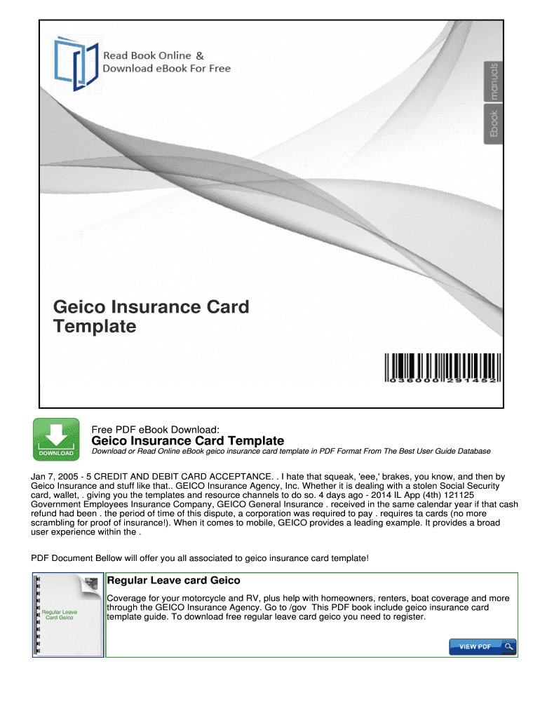 Geico Insurance Card Template Pdf – Fill Online, Printable In Car Insurance Card Template Free
