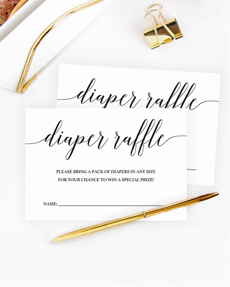 Gender Neutral Diaper Raffle Card Template Simple Babyshower Invite Insert  Card Baby Sprinkle Diaper Raffle Ticket Printable Kraft Paper Cl2 For Chance Card Template