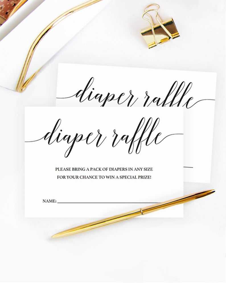 Gender Neutral Diaper Raffle Card Template Simple Babyshower Invite Insert  Card Baby Sprinkle Diaper Raffle Ticket Printable Kraft Paper Cl2 For Chance Card Template