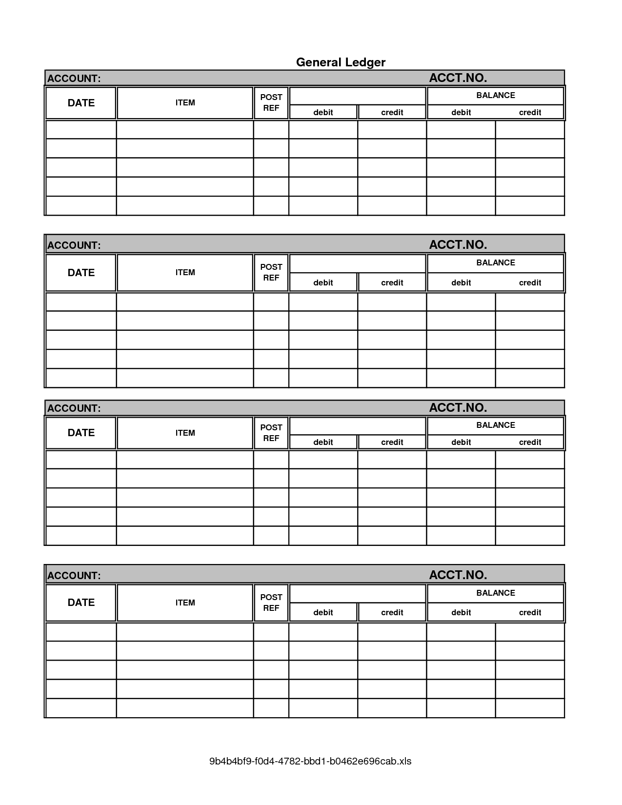 General Ledger Template Printable | Accountingbooks General With Blank Ledger Template