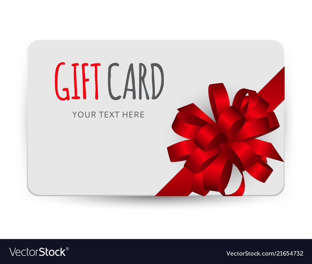 Gift Card Template With Bow And Ribbon Vector Image On Vectorstock Intended For Present Card Template