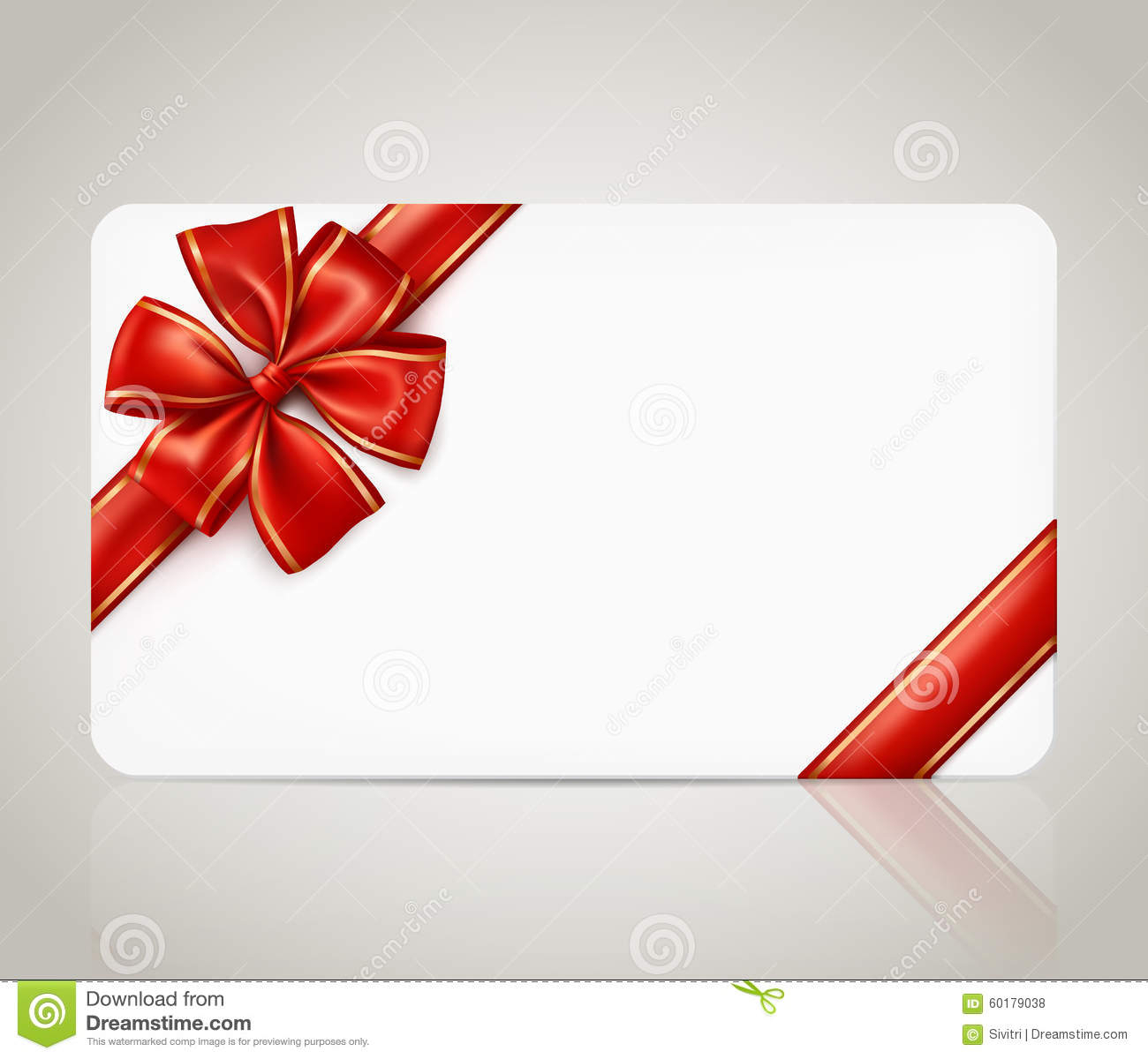 Gift Card With Red Ribbon Bow Stock Vector – Illustration Of With Present Card Template