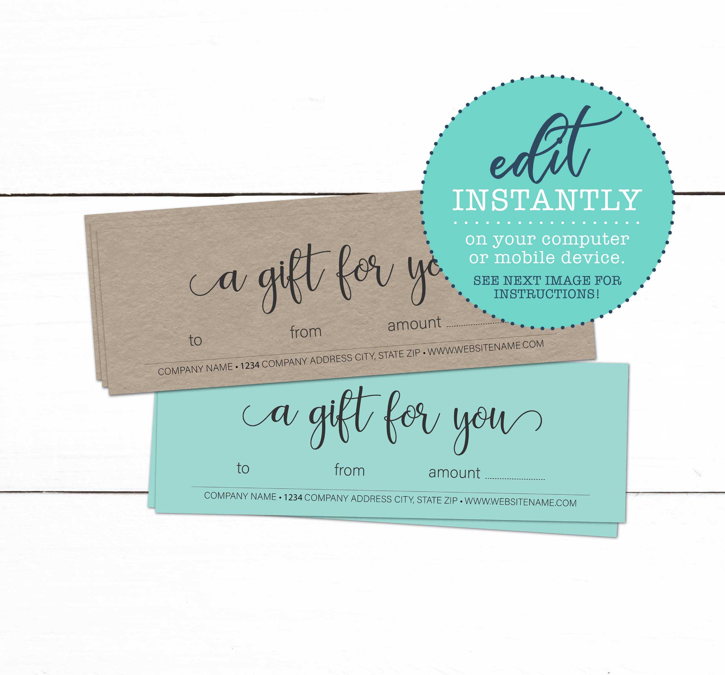 Gift Certificate Template – Custom Business Gift Certificate – Editable  Printable Gift Certificates – Branding Kit – Kraft Gift Certificates In Company Gift Certificate Template