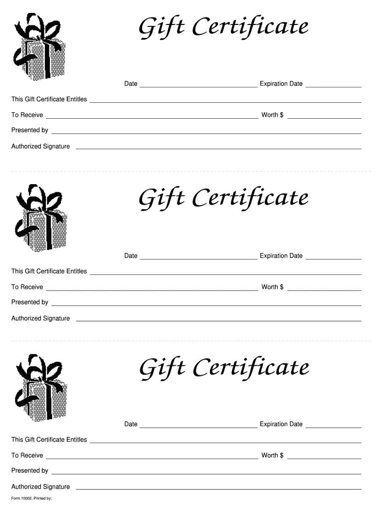 Gift Certificate Templates Printable – Fill Online In Fillable Gift Certificate Template Free