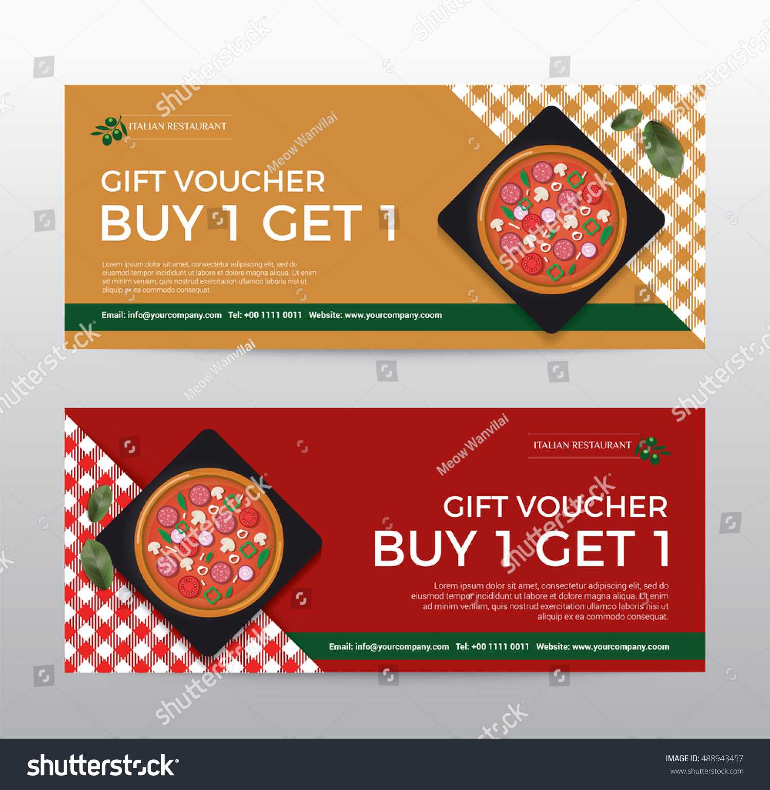 Gift Voucher Template Food Pizza Restaurant Stock Vector Pertaining To Pizza Gift Certificate Template