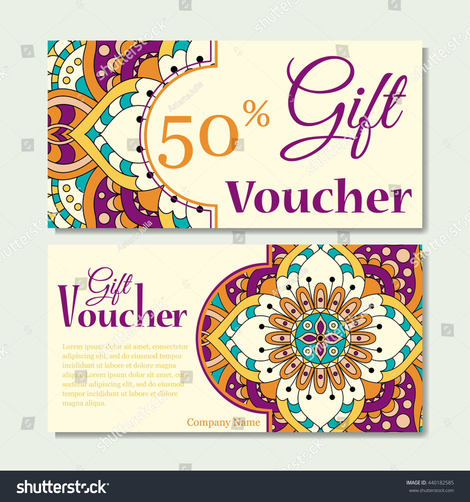 Gift Voucher Template Mandala Design Certificate Stock For Magazine Subscription Gift Certificate Template