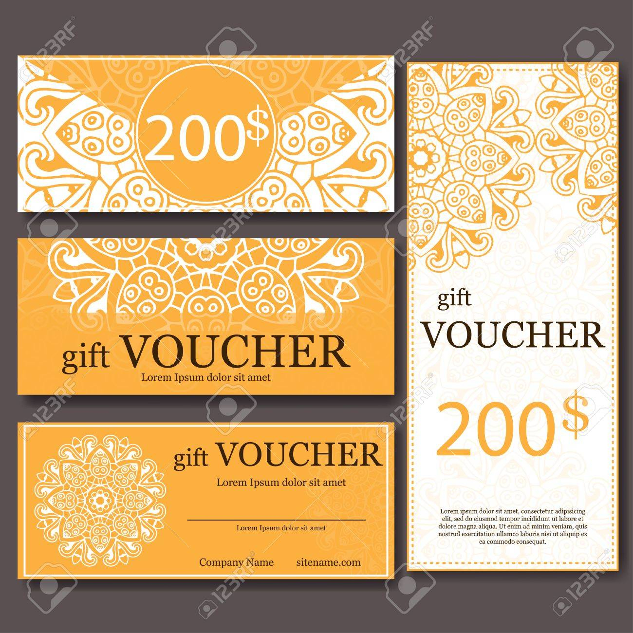 Gift Voucher Template With Mandala. Design Certificate For Sport.. With Magazine Subscription Gift Certificate Template
