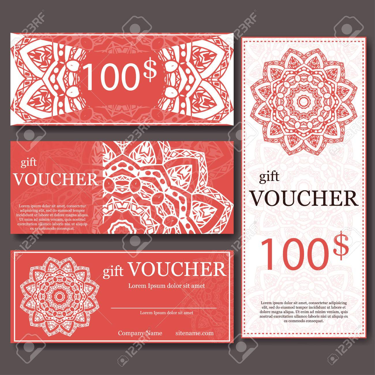 Gift Voucher Template With Mandala. Design Certificate For Sport.. With Yoga Gift Certificate Template Free