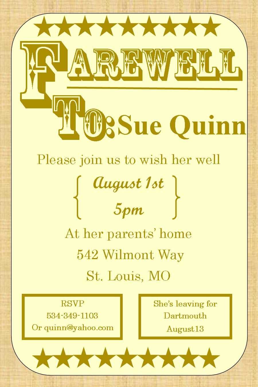 Going Away Party Invitations – Farewell Burlap | Farewell Regarding Farewell Card Template Word