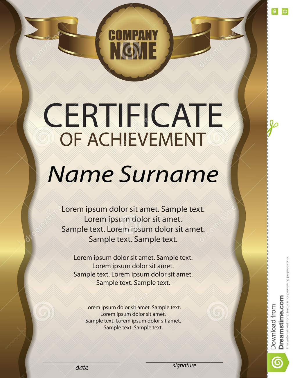 Gold Certificate Of Achievement Or Diploma. Template Pertaining To Certificate Of Attainment Template