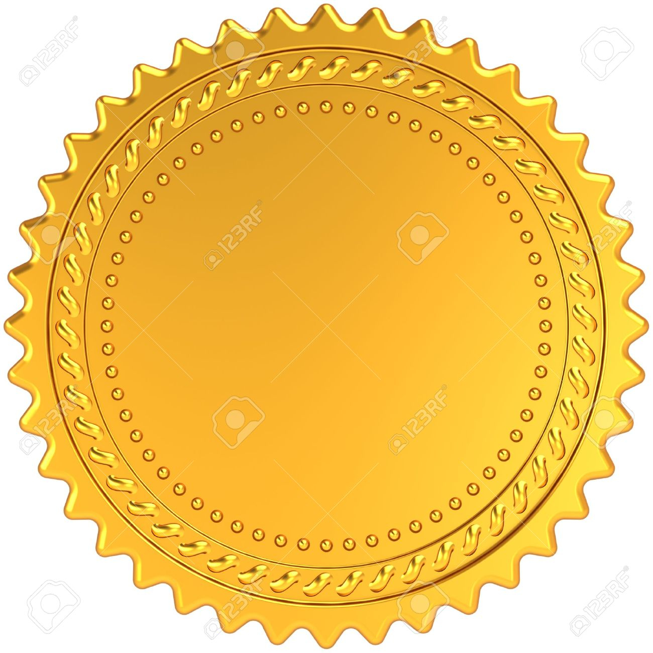 Golden Award Medal Blank Seal. Luxury Champion Badge Label. Certificate.. With Blank Seal Template