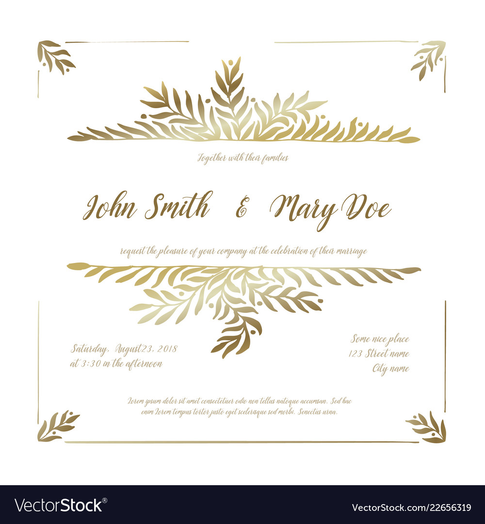 Golden Wedding Invitation Card Template Pertaining To Invitation Cards Templates For Marriage