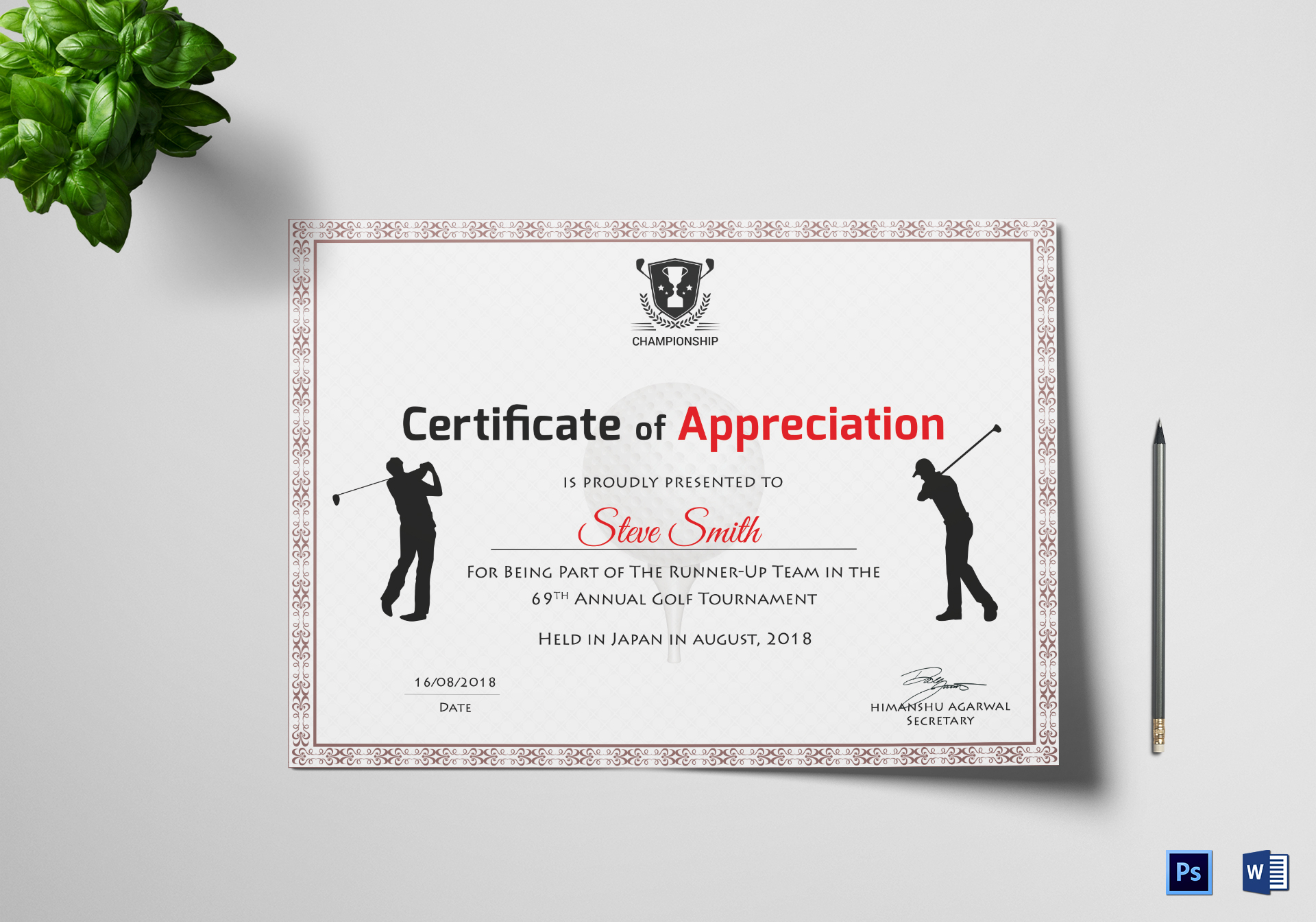 Golf Appreciation Certificate Template With Walking Certificate Templates