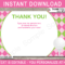 Golf Birthday Party Thank You Cards Template – Pink/green Within Thank You Note Card Template