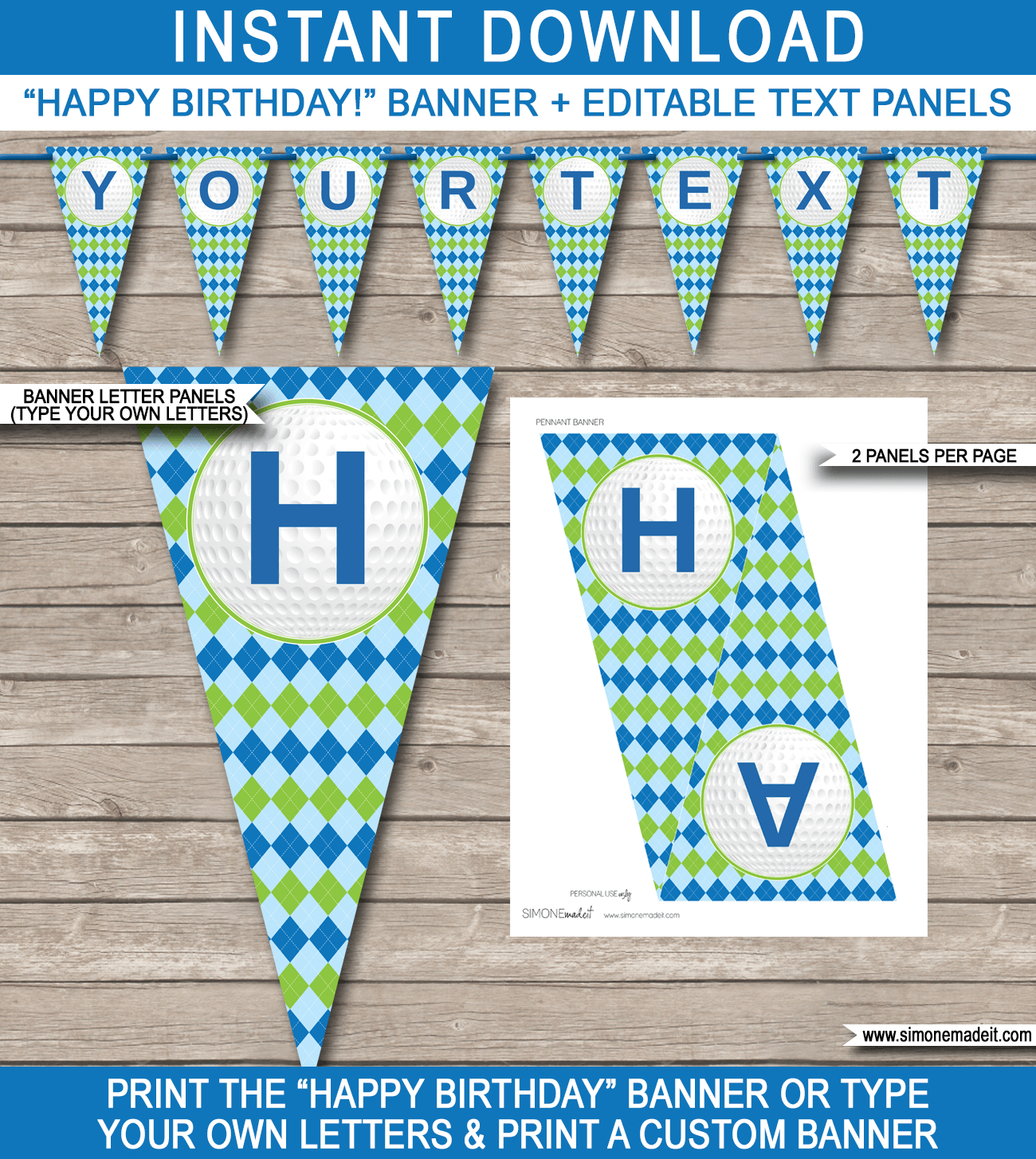 Golf Party Banner Template – Blue & Green With Regard To Free Printable Party Banner Templates