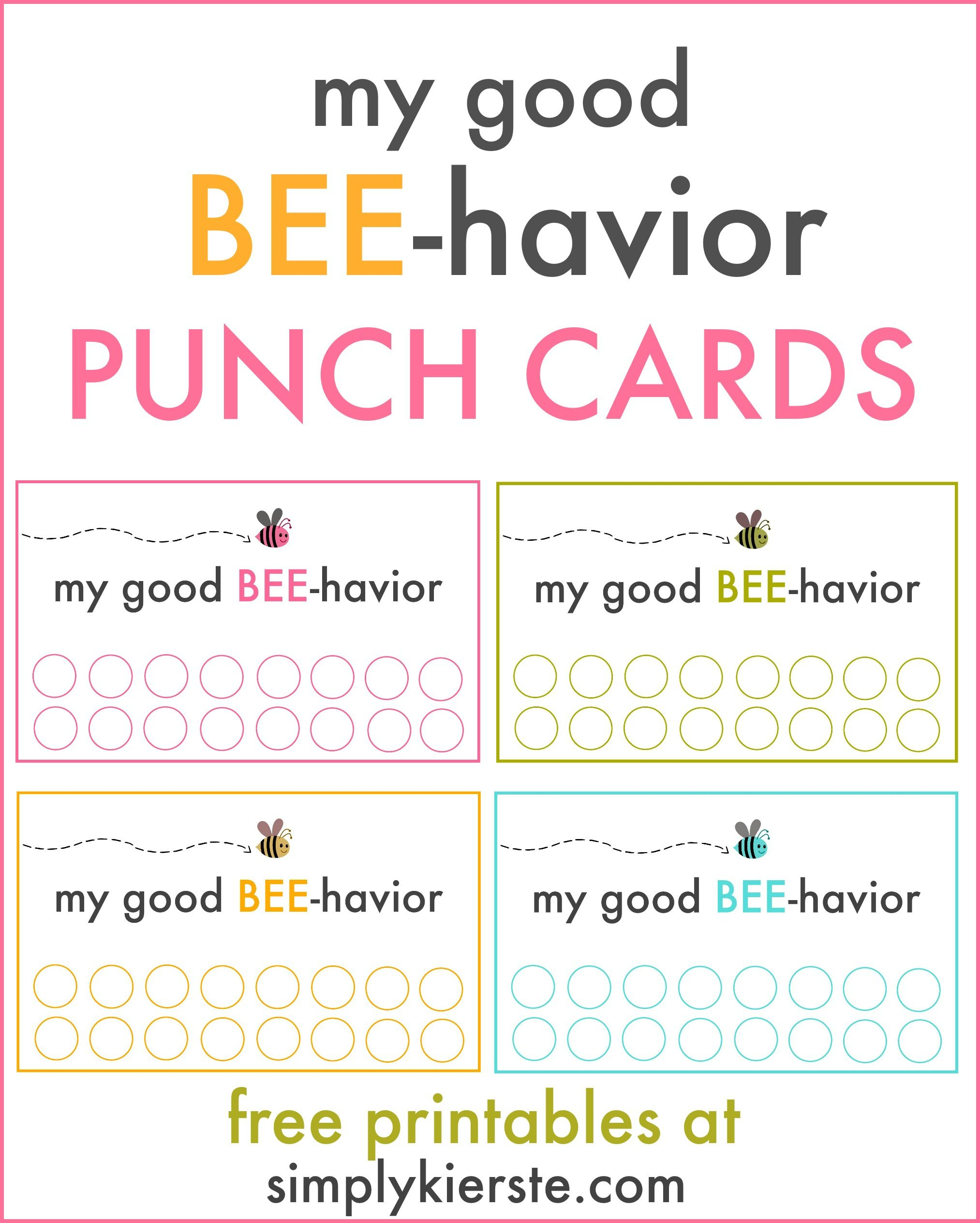 Good Behavior Punch Cards | Behavior Punch Cards, Kids Inside Free Printable Punch Card Template